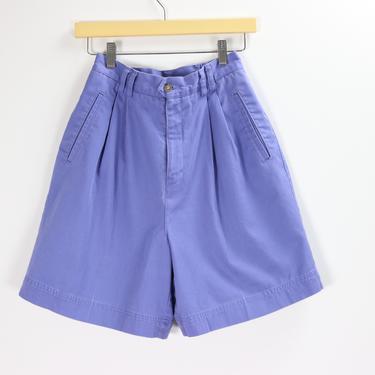 Vintage High Waist Shorts / Periwinkle Trouser Shorts / 90's HUNTCLUB / Small 