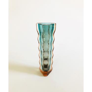 Vintage Triangular Art Glass Vase 