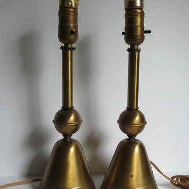Unusual Vintage Metal Bedside Lamps / Industrial / Atomic Era 