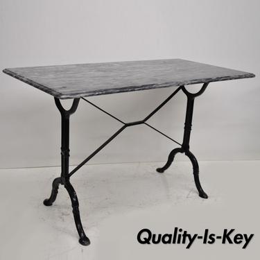 Cast Iron Marble Top French Pastry Cafe Bistro Dining Table Desk