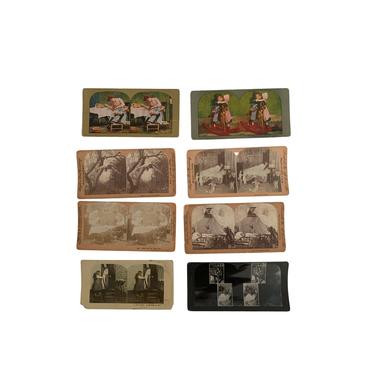 Art and Comical Photos- Lot of 8 Stereoscope Cards 
