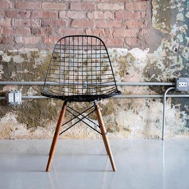 Rare Eames Wood Dowel Leg Wire Chair