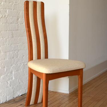 MCM Benny Linden Sculpted High-Back Danish Teak Dining Chairs 