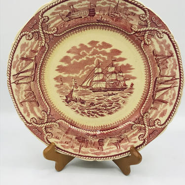 Antique Mason's American Marine Patent Ironstone Red 9 1/2&quot;  Dinner Plate 