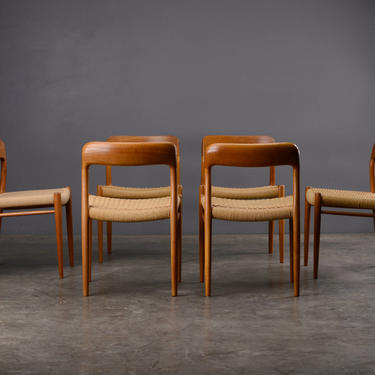 6 Møller Model 75 Dining Chairs Mid Century Danish Modern Teak 