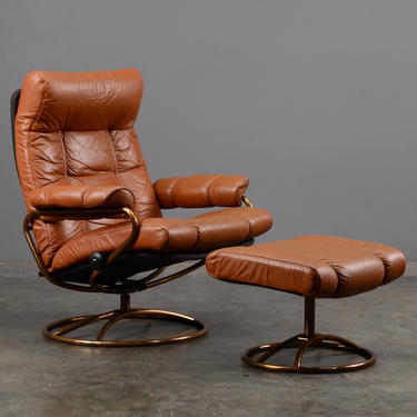 Vintage Leather Recliner Ekornes Stressless Mid Century 