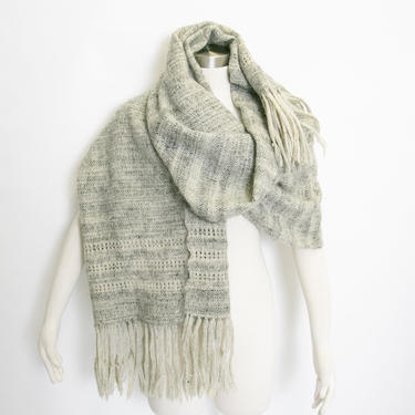 1960s Mohair Wool Oversized Knit Shawl Wrap Scarf 