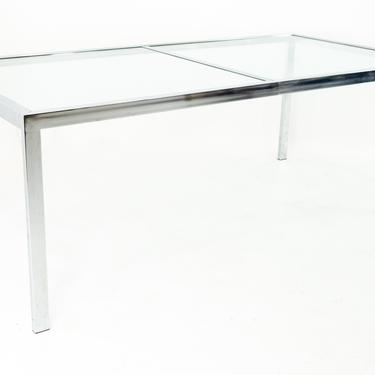 Milo Baughman for Design Institute of America DIA Mid Century Chrome and Glass Expanding Dining Table 