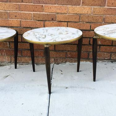 Vintage set of Faux marble nesting tables 