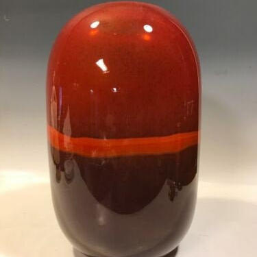 Calvin Klein decor, Red Orange Purple Modern Glass vase, Capsule Form Vase, modern red vases, retro vases 