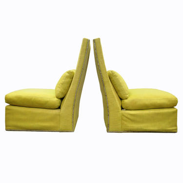 Pair of Vintage Mid Century Modern Thayer Coggin High Back Slipper Lounge Chairs
