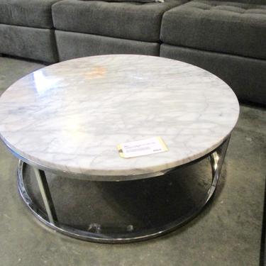 ROUND CHROME AND MARBLE TOP COFFEE TABLE