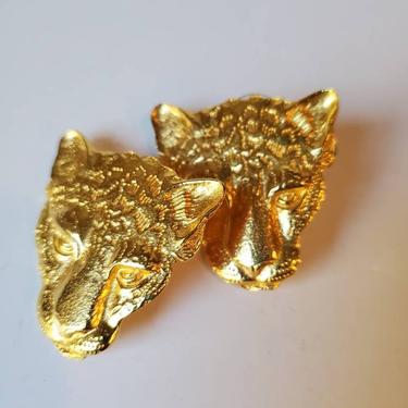Gold jaguar earrings by Judith Woracek Mullen, 1980's 