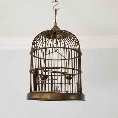 Vintage Solid Brass Bird Cage . 