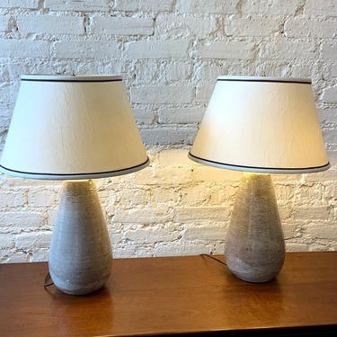 Rare 1948 Pottery Lamps by Noted Chicago Ceramic Artist Eugene Deutch (a pair)