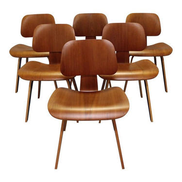 Set of 6 Mid-Century Modern Herman Miller Eames Molded Plywood Dining Chairs 