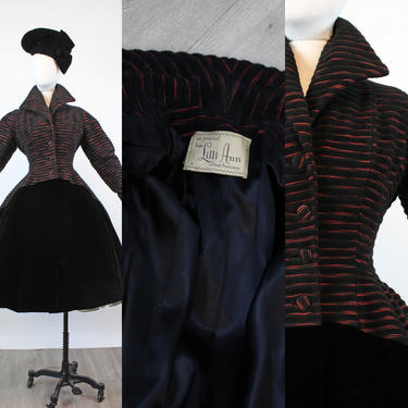 1950s LILLI ANN velvet princess coat xs | new fall 