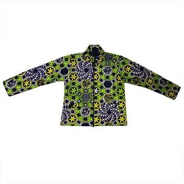 Pagne Puffer Jacket (Purple-Green Geometric)