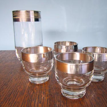 Mad Men Sterling Silver Barware Set with Cocktail Shaker and Four (4) Glasses 