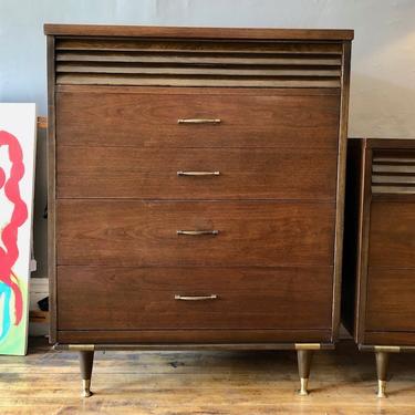 Mid Century Modern Walnut Tall Chest by Basset Furniture Co.-1960’s
