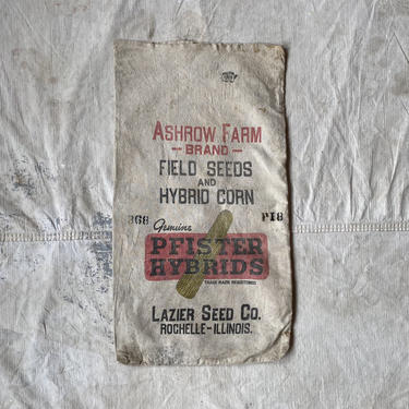 Vintage 1940s Pfister Hybrids Seed Sack Lazier Seed Ashrow Farm 