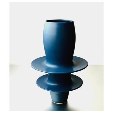Large Ceramics Teal Blue Modern Minimalist Centerpiece Vase for Flowers. Deep Dark Blue Indigo Peacock Blue Green Floral Arrangement Vase 