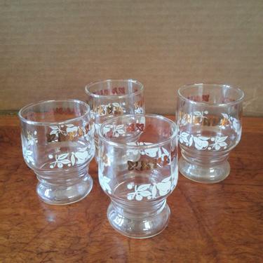 VINTAGE Mid Century Juice Glass, Retro Gold and White Drinking Glasses (Replacements) 