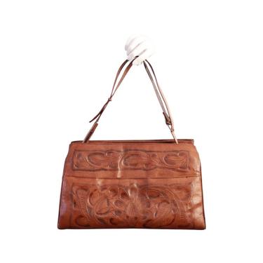 1970s Tooled Leather Purse - 1970s Leather Purse - 1970s Crossbody Bag - 1970s Leather Handbag - Vintage Tooled Leather Handbag - 70s Purse 