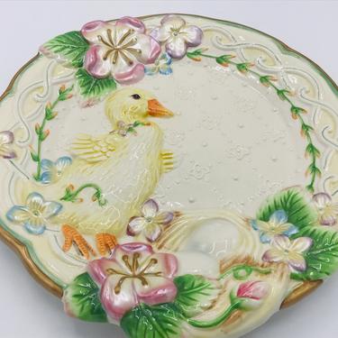 Vintage Fitz And Floyd Garden Rhapsody Canape Plate- Hanging Decorative Plate - 3 Dimensional- Retired 