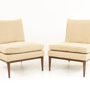 Paul McCobb Mid Century Upholstered Slipper Chair - Set of 2 - mcm 