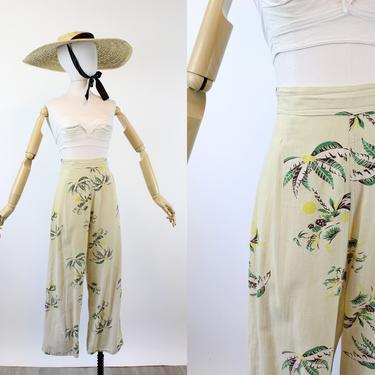1930s novelty CACTUS PALM tree beach pajama pants small | new summer 