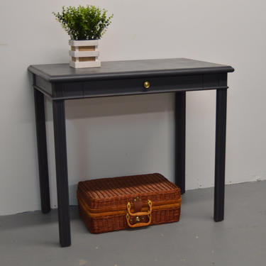 Writing Desk painted in Graphite color / Small Desk with one drawer painted in Dark Grey by Unique