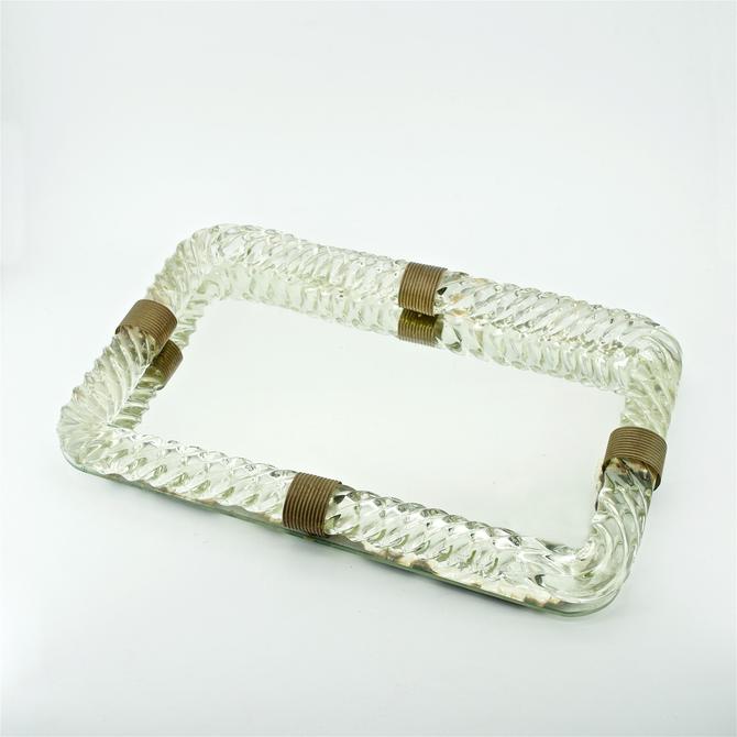 Mid Century Twisted Rope Art Glass, Glass Mirrored Vanity Trays