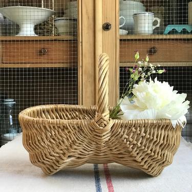 Lovely petite vintage French picking basket, garden basket 