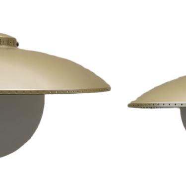 Vintage Mid-Century Modern Atomic Ufo Gold Light Fixtures - a Pair