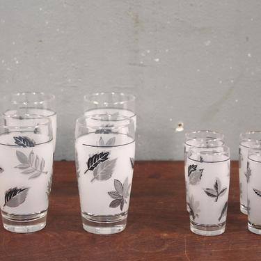 Set of 8 Frosted Leaf Tumblers &amp; Juice Glasses