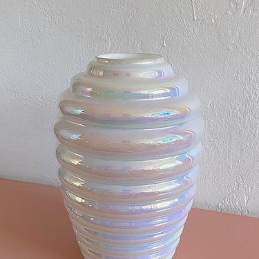 Iridescent Pearl Beehive Glass Vase