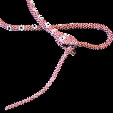 1920s Beaded Snake Choker / PINK Turkish POW WWI Serpent Necklace 