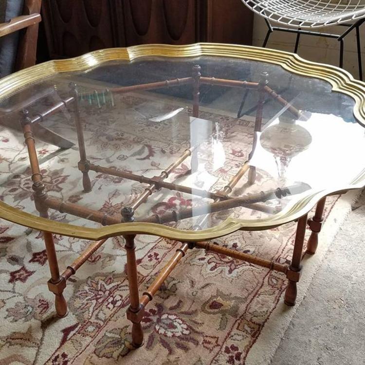 Baker Furniture coffee table with bamboo base. $495.