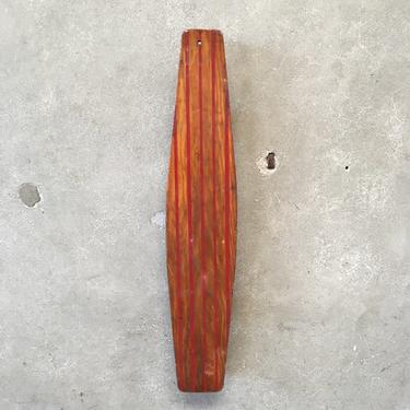 Vintage Homemade Skateboard with Five Red Stripes