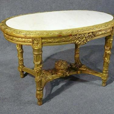 Antique Style, Center Table, French Louis XVI Giltwood Marble Top Table!!