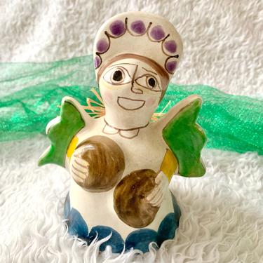 Ceramic Pottery Angel, Italy, Hand Painted, Artistic, Bell 