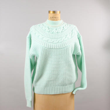 Chunky Seafoam Cable Knit Sweater 