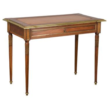 Antique French Louis XVI Mahogany Writing Desk W/ Leather Top 