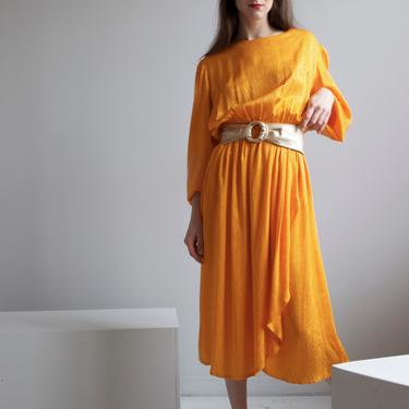 color block orange silky disco dress size M L 
