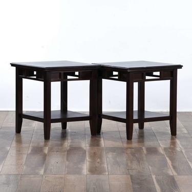 Pair Contemporary California Craftsman Style End Tables