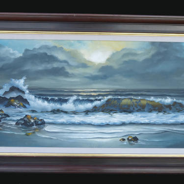 Vintage Oil on Canvas Painting California Seascape Signed Drieband 1968 
