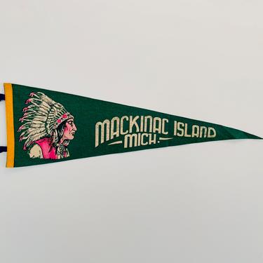 Vintage Mackinac Island Michigan Souvenir Pennant 