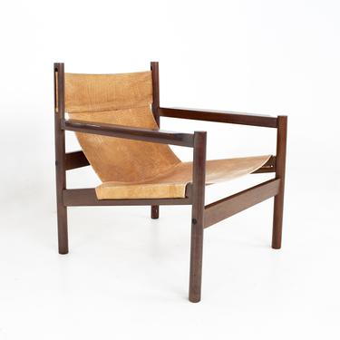 Erik Worts Arne Norell Safari Style Mid Century Leather Sling Lounge Chair - mcm 