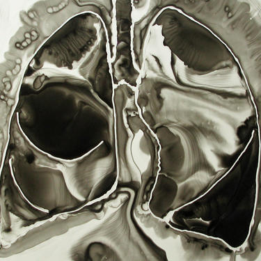 Breathe Deeply - original ink painting of lungs 